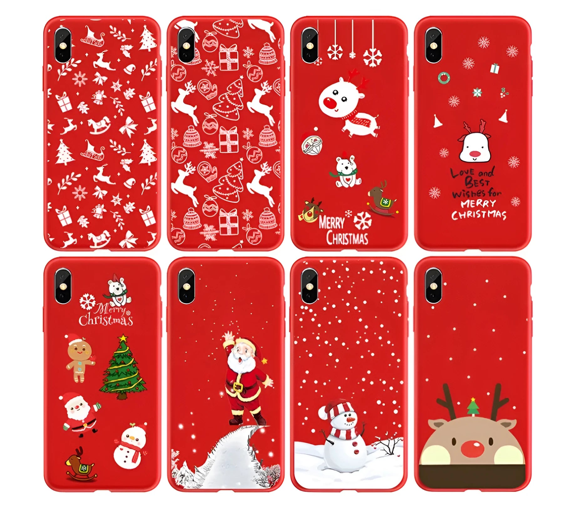 A painted Christmas design on a black iPhone back cover case.