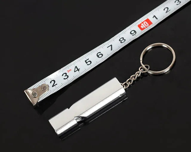 Double hole aluminium alloy whistle in silver and gold colours for outdoor survival signalling