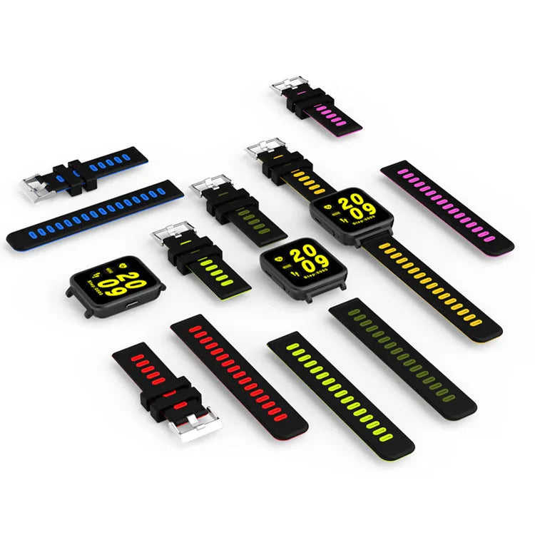 SN10 smart watch with 1.54-inch LCD display, TPU strap in blue, green, and red colour options