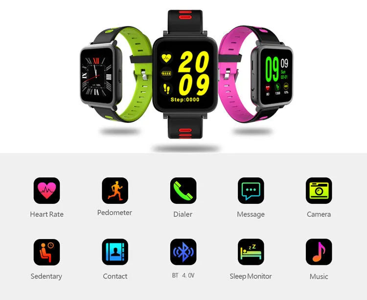 SN10 smart watch with 1.54-inch LCD display, TPU strap in blue, green, and red colour options