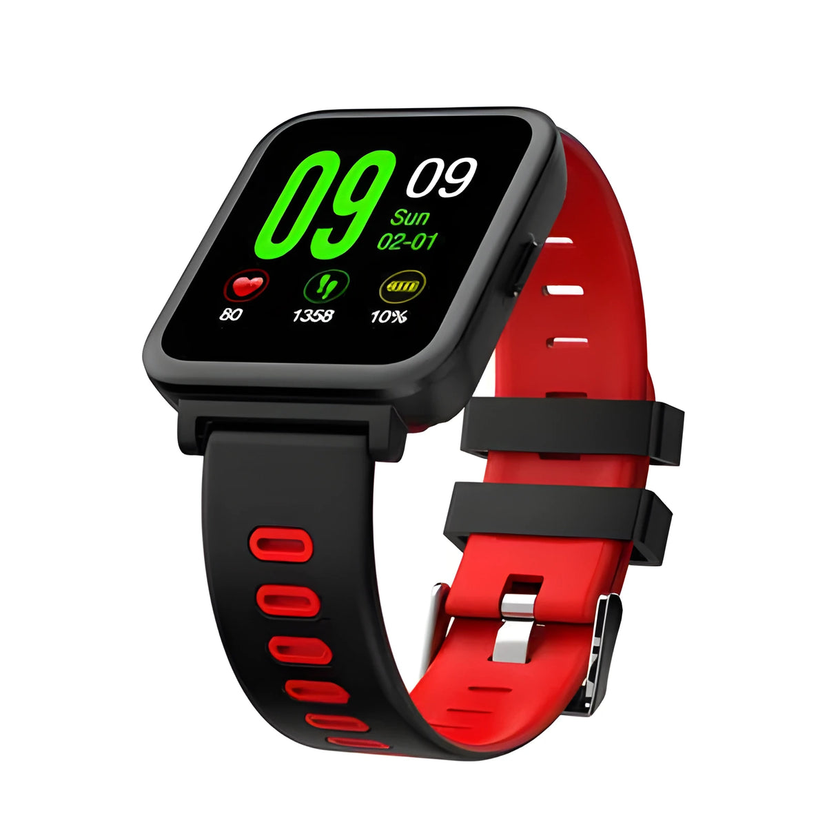 SN10 smart watch with 1.54-inch LCD display, TPU strap in blue, green, and red colour options