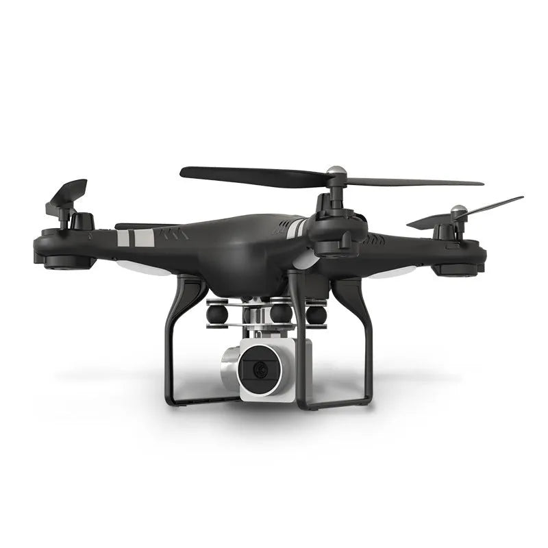 Alloy-built HD aerial photography drone with remote control in black, red, or white colour options.