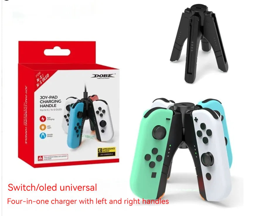 Black four-in-one fixed charger holder for Switch OLED and Switch rod end with Type-C interface