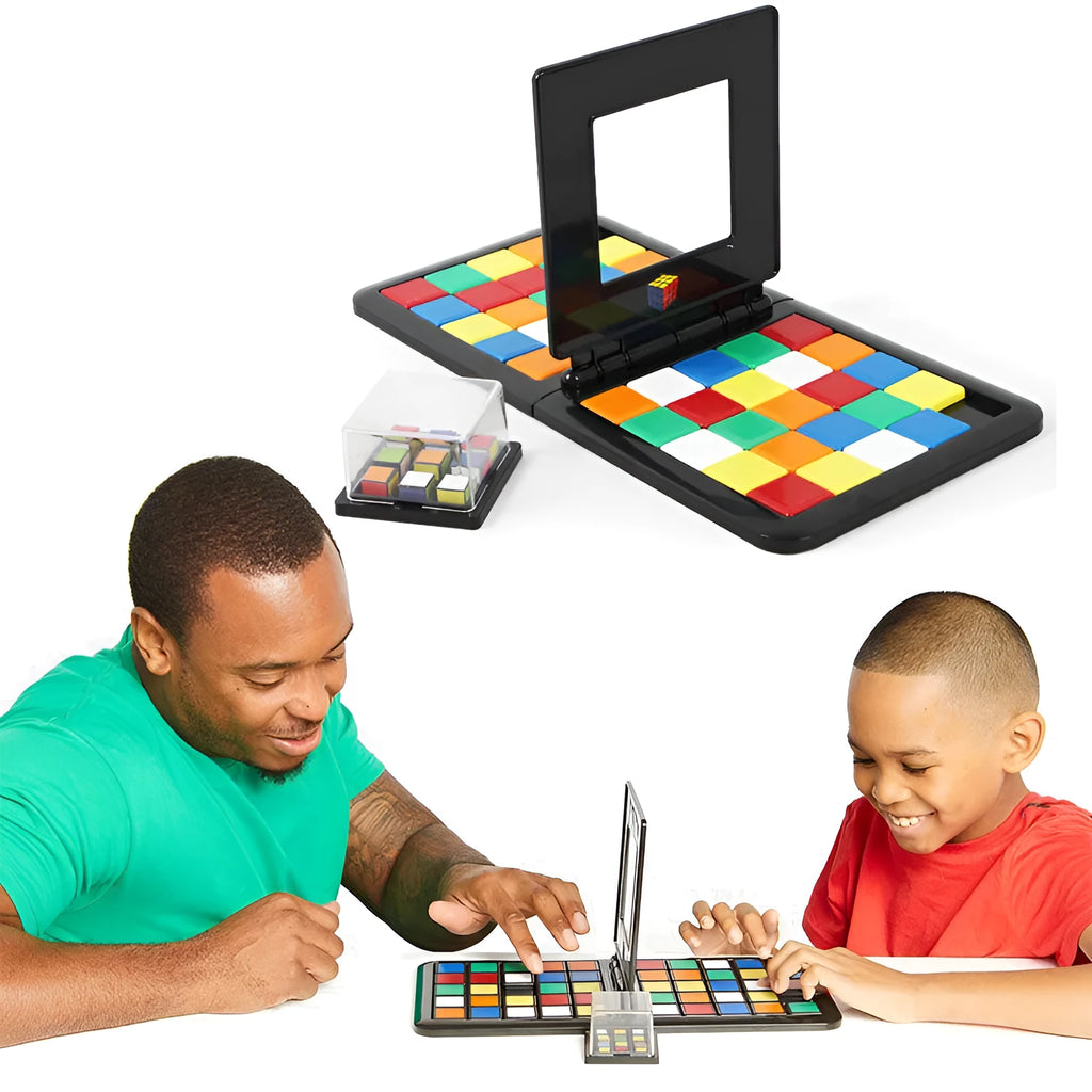 Color Battle square race game with dice and blocks in box, size 27.5 x 27.5 x 5 cm, style A