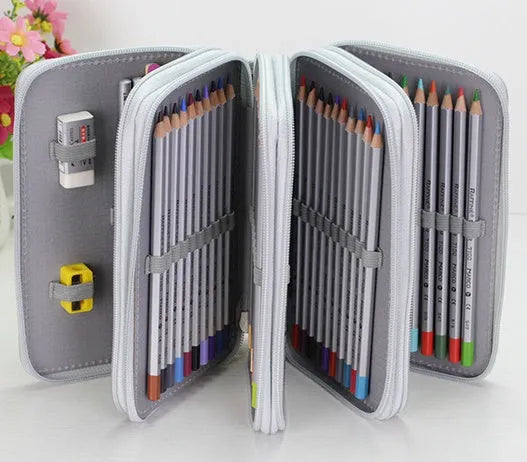 Secret Garden Oxford cloth pencil case in black, 20x12.5x8.2cm, with zip closure