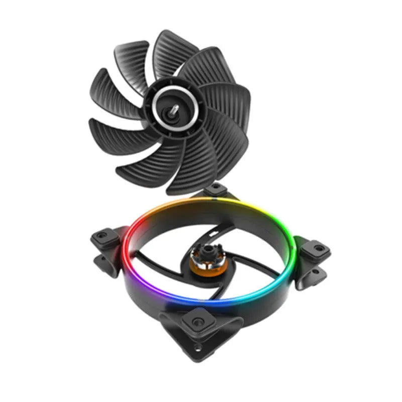 Set of three black 120mm RGB case fans for PC cooling with hydraulic bearings.