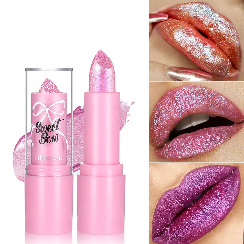 Sweetheart Bow Starlight Diamond lipstick tube in matte finish with six colour options