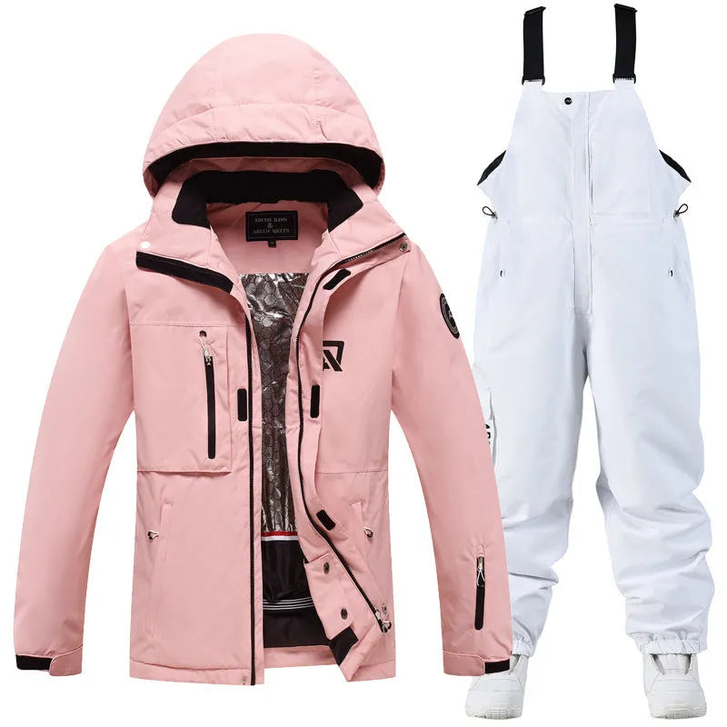 Unisex double board ski suit in blue and black colour combination for winter sports