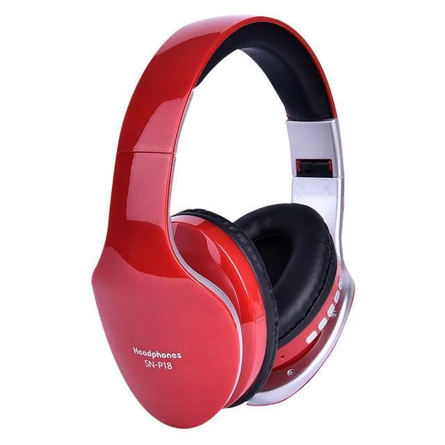 HobbyLane over-ear Bluetooth headset in black, red, and white colour options on a plain background.