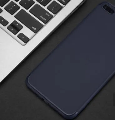 TPU silicone mobile phone case for iPhone in black, blue, red, and white colour options.