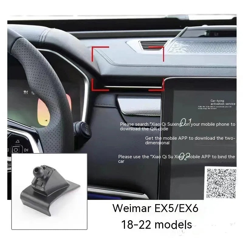 GOODWAY dashboard car phone holder with 360-degree rotating head on snap-on base