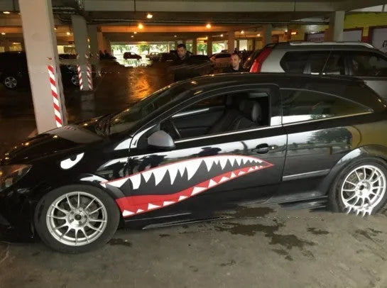 Large Shark design PVC body sticker for car decoration, showing Model A and Model B size options.