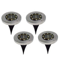 8 LED solar lawn lamp in stainless steel and PP, 12cm x 12cm x 13cm, 4pc pack, warm white or white light