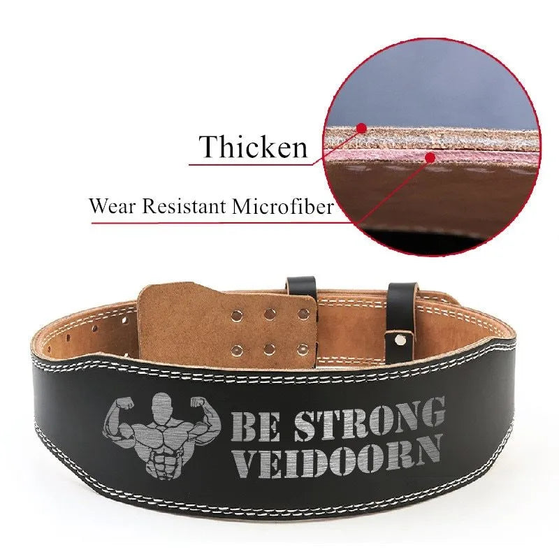 Black narrow PU leather weightlifting waist belt with punch-hole adjustment, sizes M L XL