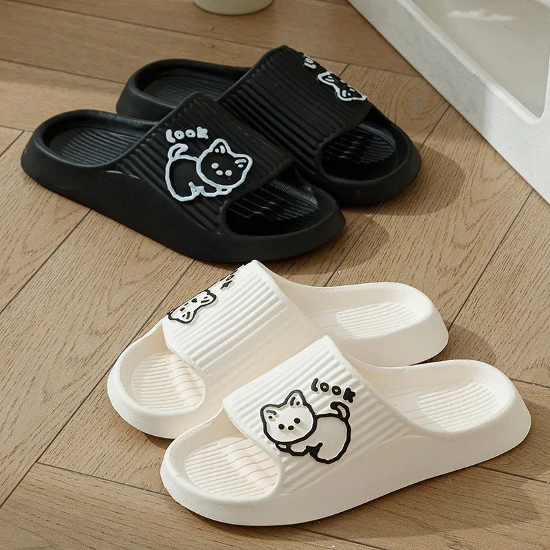 EVA cat platform slippers in various colours showing thick sole and flip-flop design
