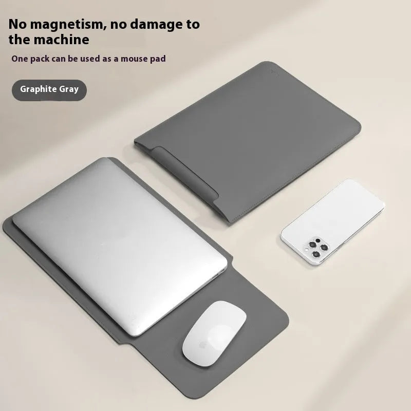 Ultra light PU laptop bag with mouse pad function in Cloud Gray colour