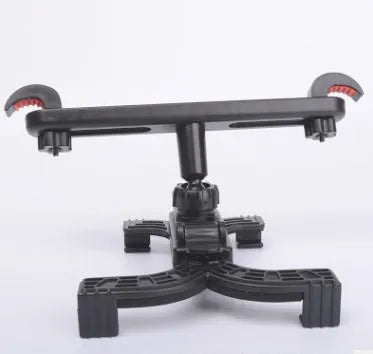 Black car seat tablet holder mounted on headrest with iPad