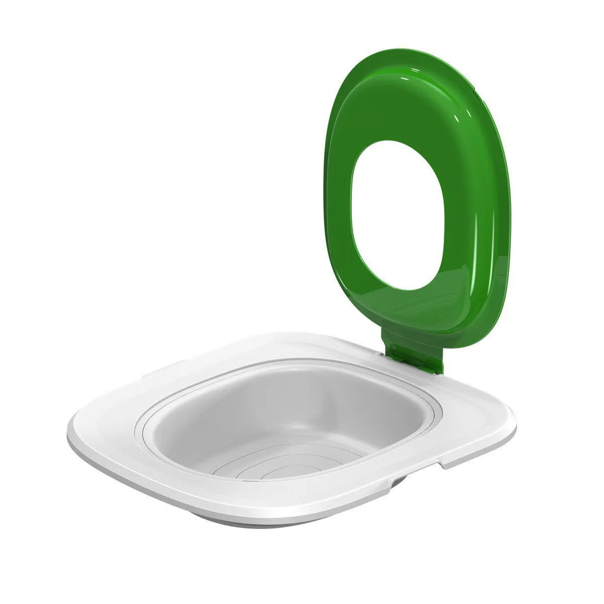 Fifth generation cat toilet trainer with anti-splash mat in blue, grey or green ABS plastic