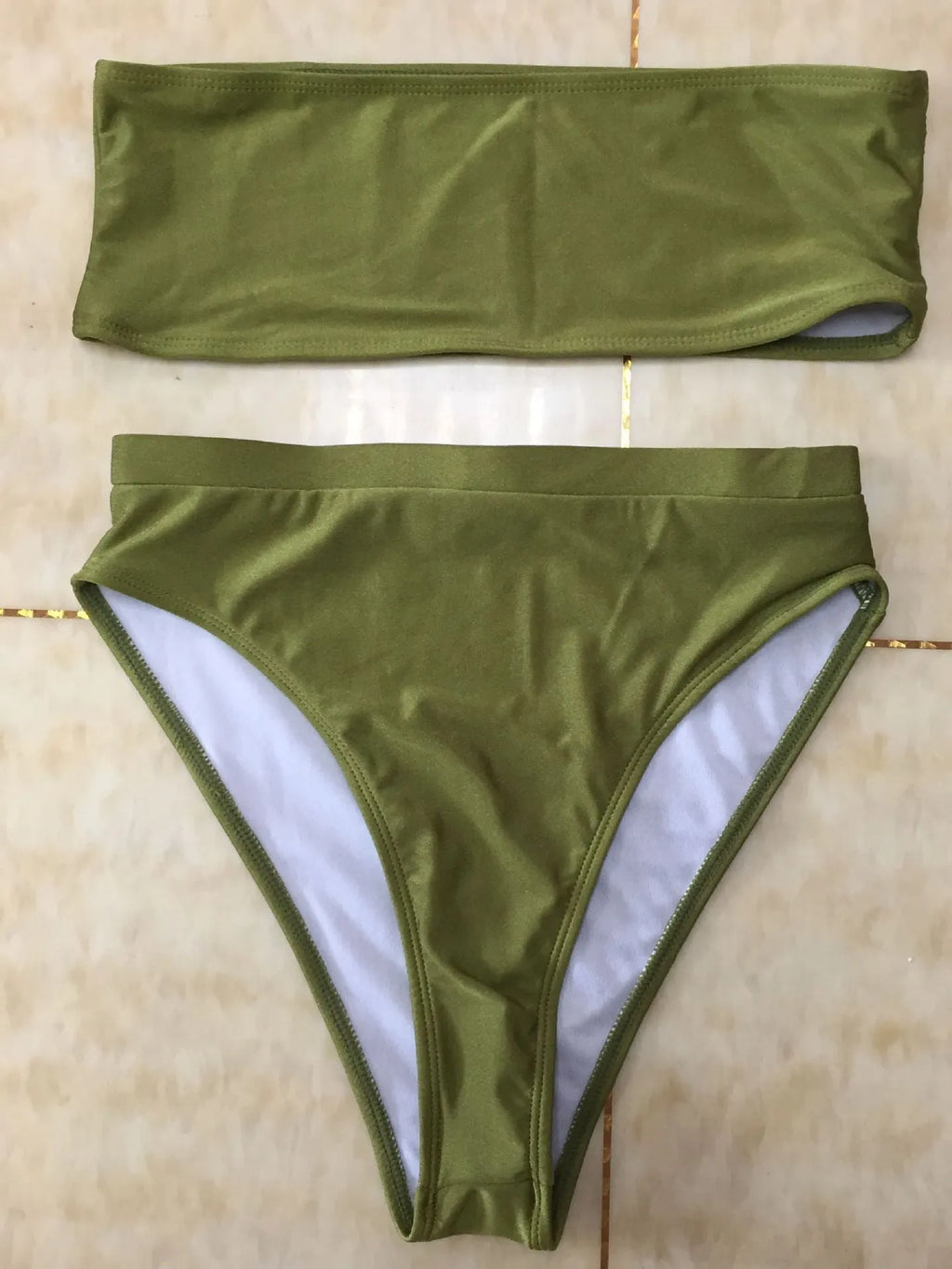 Women's two-piece breast wrap bikini set in nylon, split backless style, available in multiple colours