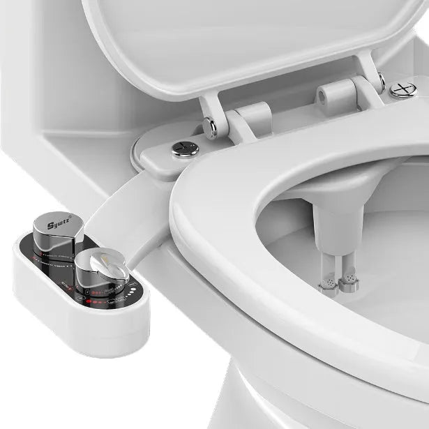 Self-cleaning bidet toilet spray attachment with dual nozzles and heated seat