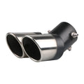 Universal stainless steel car exhaust tip with 145mm length showing different mouth style options.