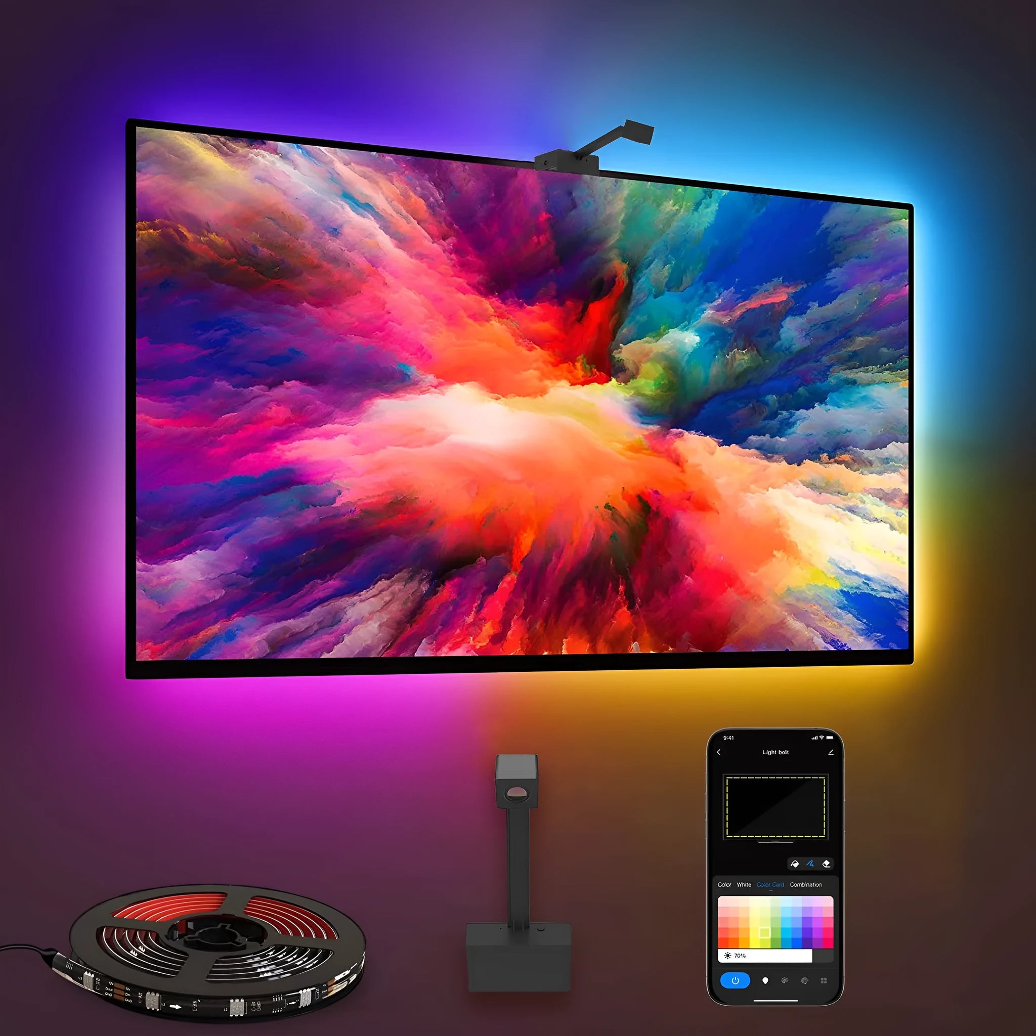 Graffiti IPC TV screen colour picker kit with RGB LED light strip and Alexa compatibility 12V 15W