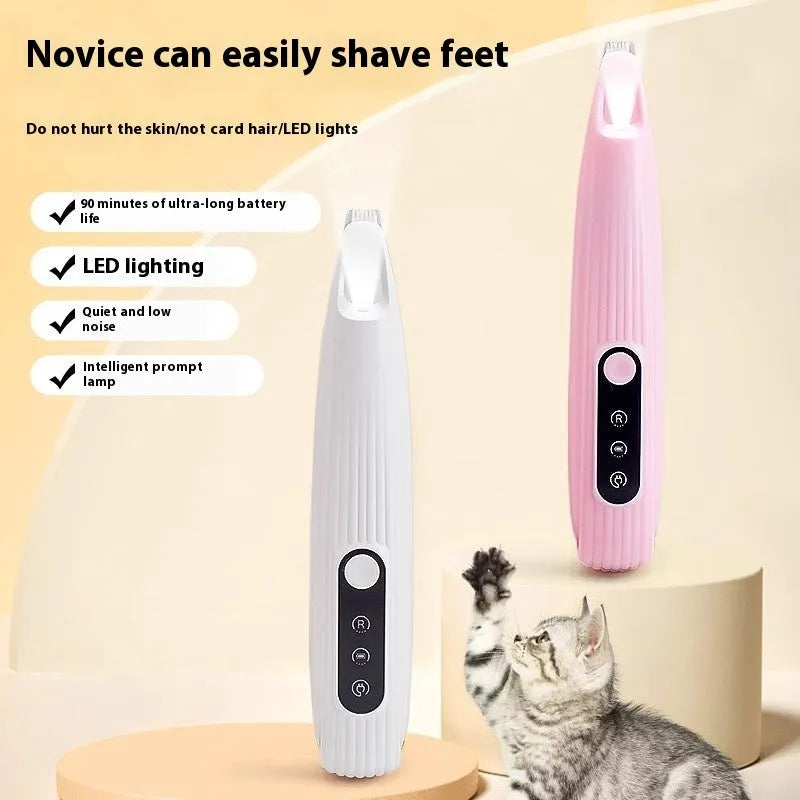 Low-noise rechargeable electric pet nail grinder in pink, with compact body and grinding head