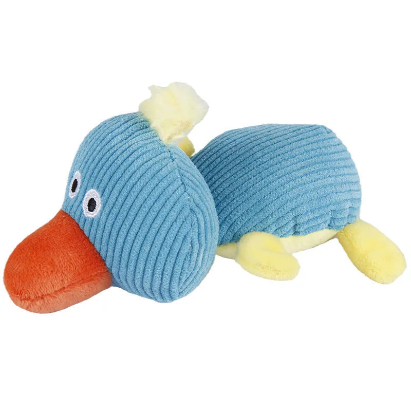 Corn velvet pet plush squeaky toy in screaming cow or screaming duck design for dog play