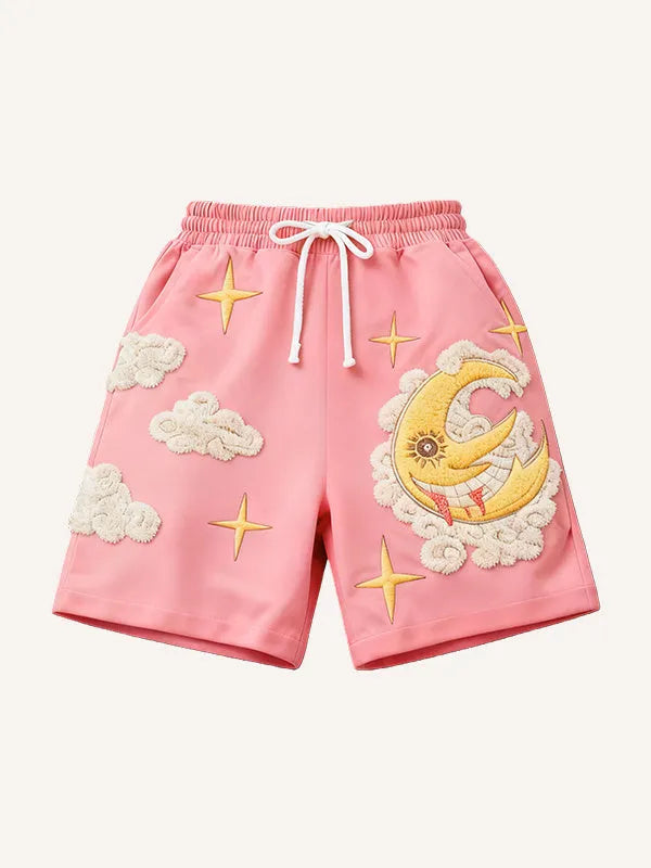Retro plus size loose sports shorts in pink or green, knee length, sizes M to 3XL