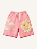 Retro plus size loose sports shorts in pink or green, knee length, sizes M to 3XL