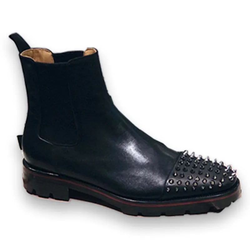 High-top business casual leather shoes in black and black-orange colours