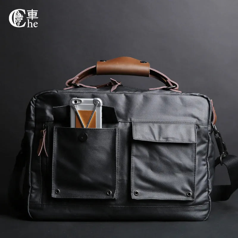 Dpark black laptop shoulder bag for 14-inch and 15-inch laptops on a table