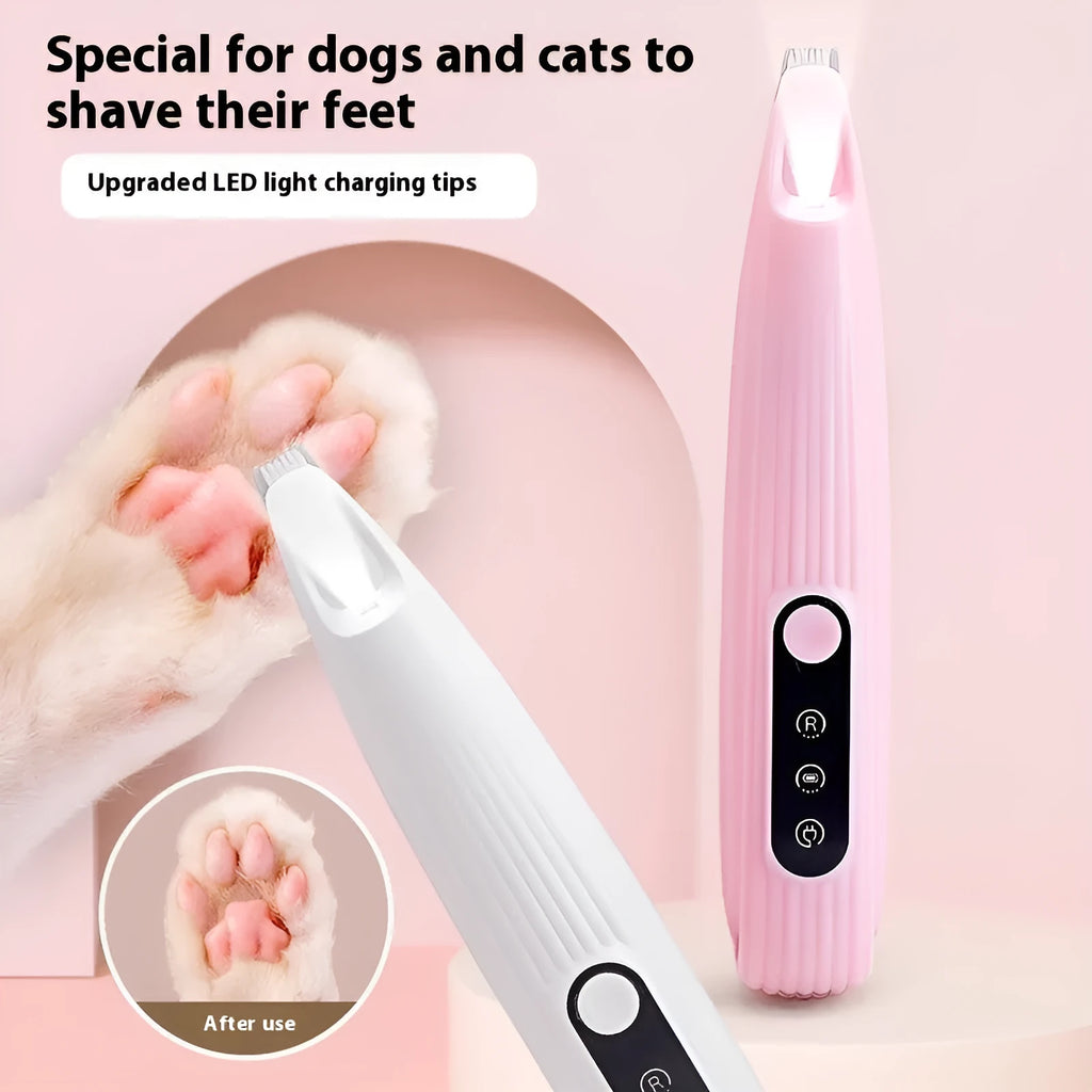 Low-noise rechargeable electric pet nail grinder in pink, with compact body and grinding head