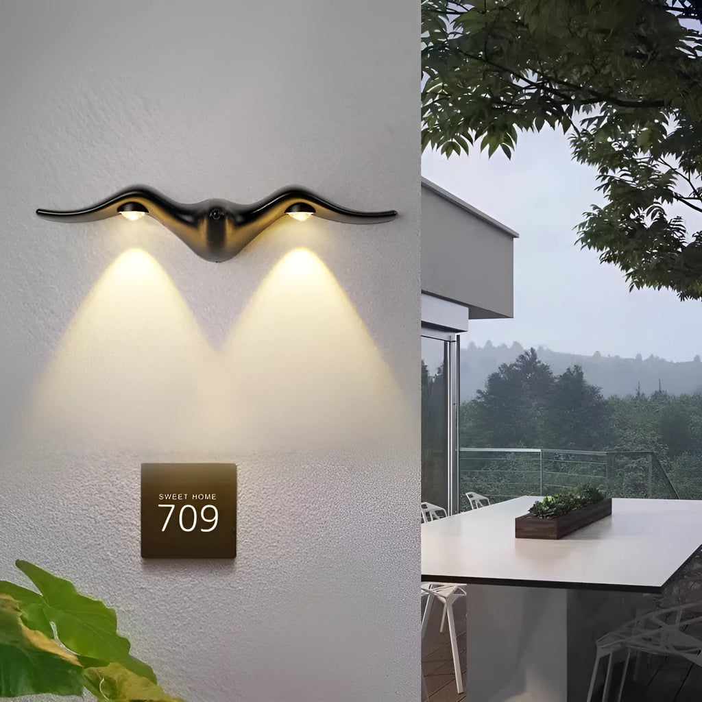 Simple outdoor waterproof LED doorplate wall lamp in black die-cast aluminium with 1 LED bead