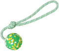 Natural rubber dog ball attached to nylon rope for medium and small breed interactive play