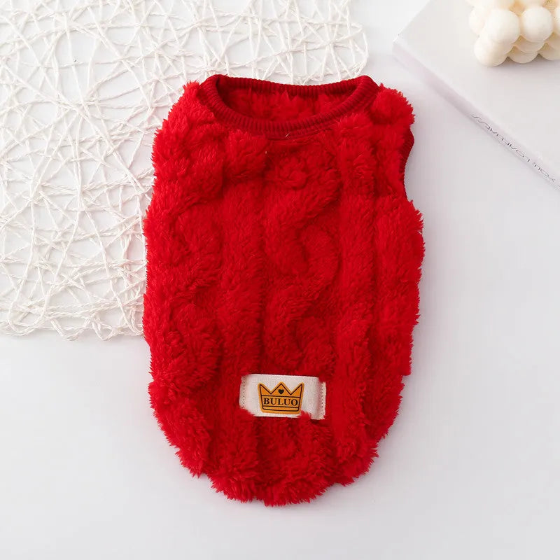 Thermal knitting thickened vest for pets in multiple colours, size XS to XL, front view