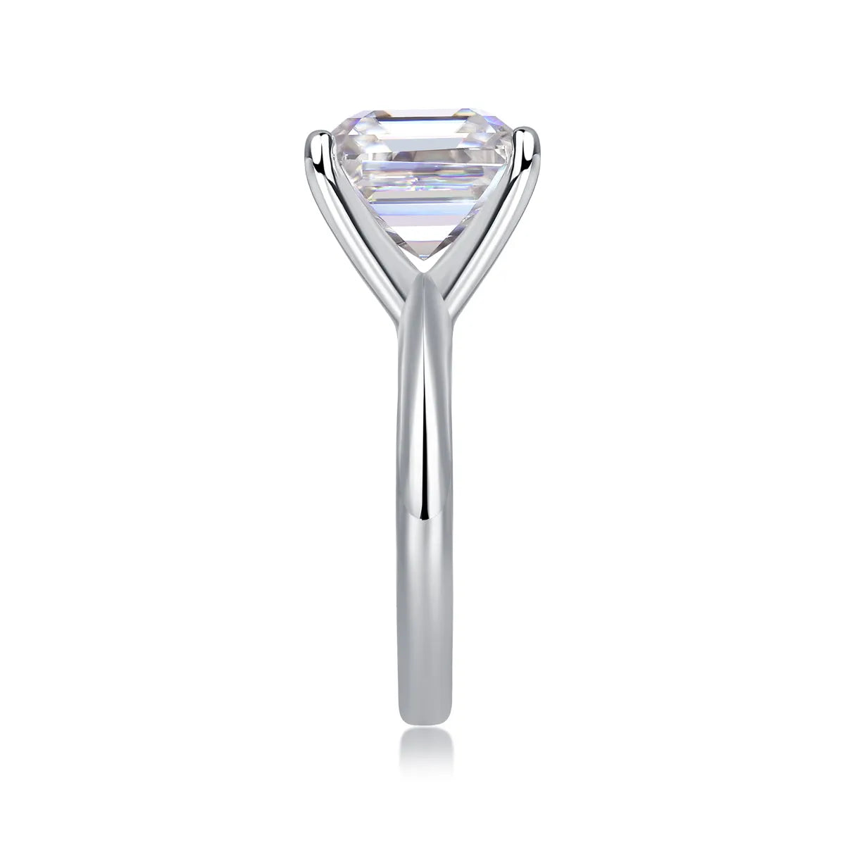 Heart-shaped moissanite wedding ring set in S925 silver with platinum plating, square 10x10mm stone, sizes 5-9, gift box