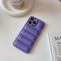 Solid colour down jacket style TPU phone case for iPhone, dark night purple, shockproof and anti-fingerprint