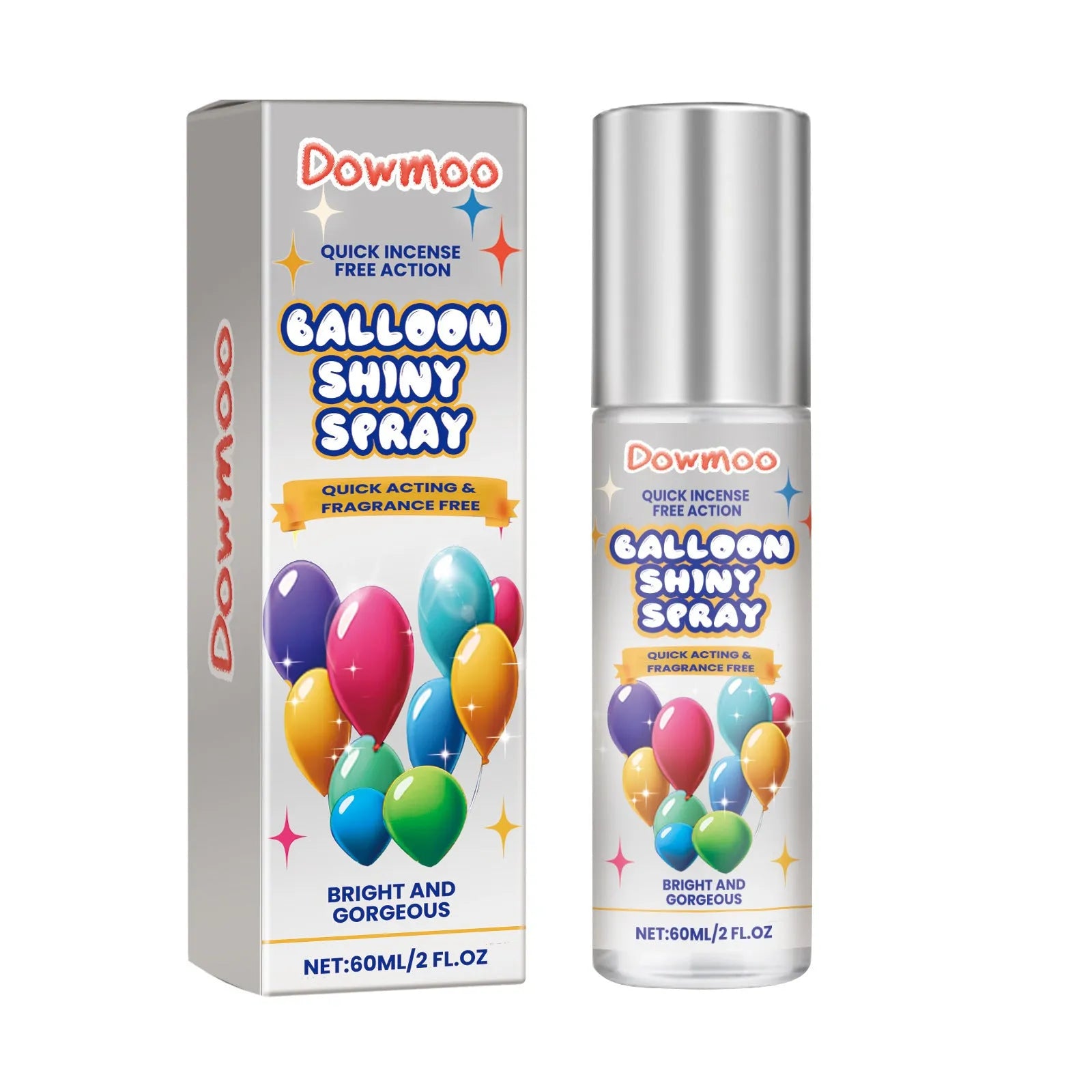 60ml bottle of Rubber Balloons Shiny Spray with non-oxidation formula for enhanced gloss on balloons