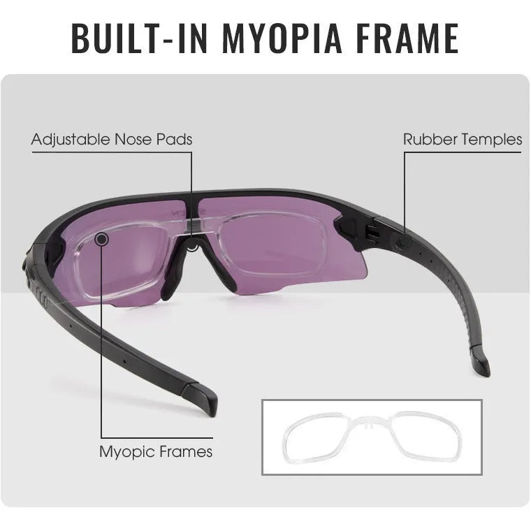 Outdoor sports bicycle glasses with semi-rimless frame and UV-proof lenses