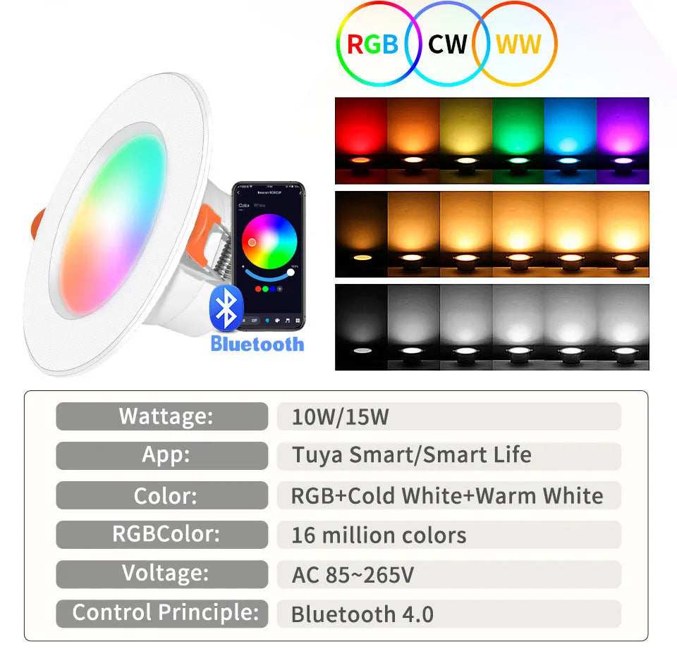 Graffiti Bluetooth smart downlight with voice control, full colour dimming, and built-in speaker, compact 113mm design