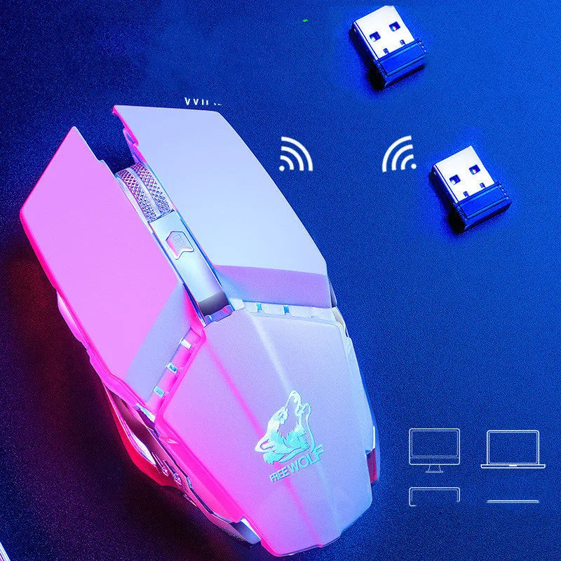 Rechargeable wireless gaming mouse with adjustable DPI and mechanical switches