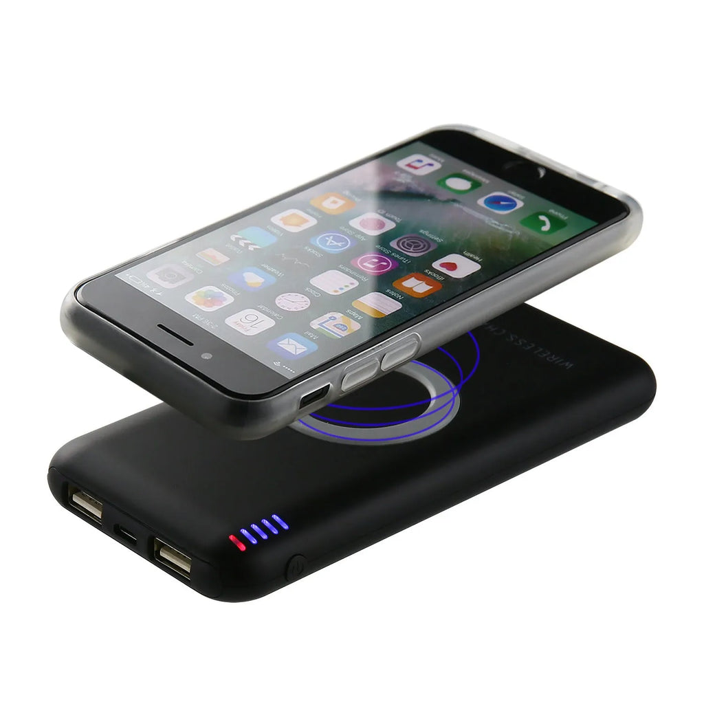 B100 wireless charging mobile power bank in black and white colour options