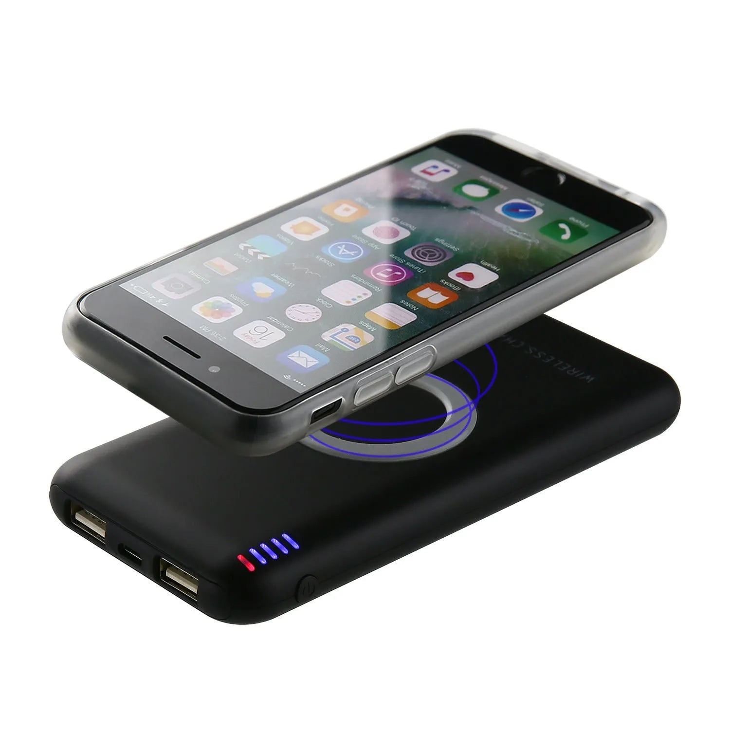 B100 wireless charging mobile power bank in black and white colour options