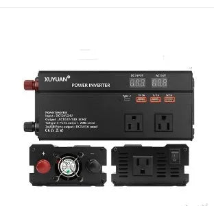1200W car inverter 12V 24V to 110V US outlet, black or red, 26cm x 10cm x 5.5cm, LED display