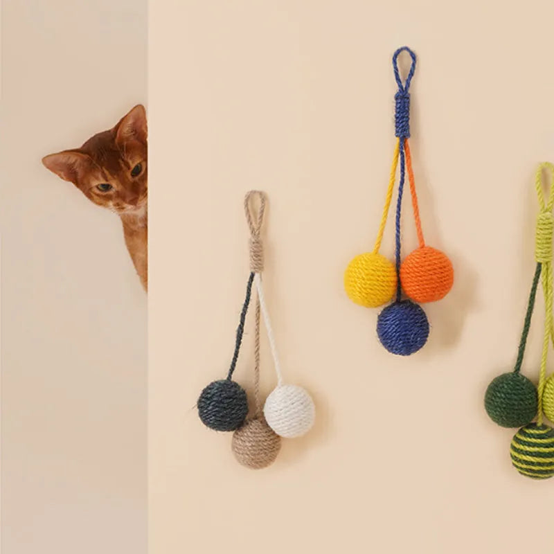 Cat toy set with teaser stick and catnip ball in multiple colour options