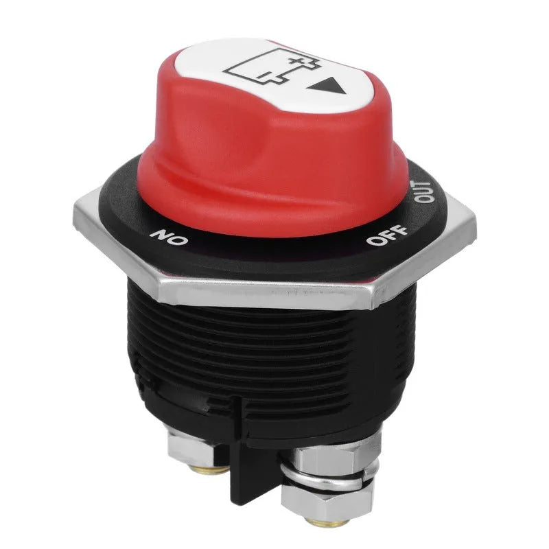 Battery disconnect switch with red detachable knob and thick wire screw for 50A 100A 200A car yacht RV use