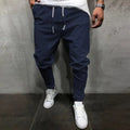 Men's cotton blend cropped pants with elastic waist, tight fit, small straight leg, available in multiple colours