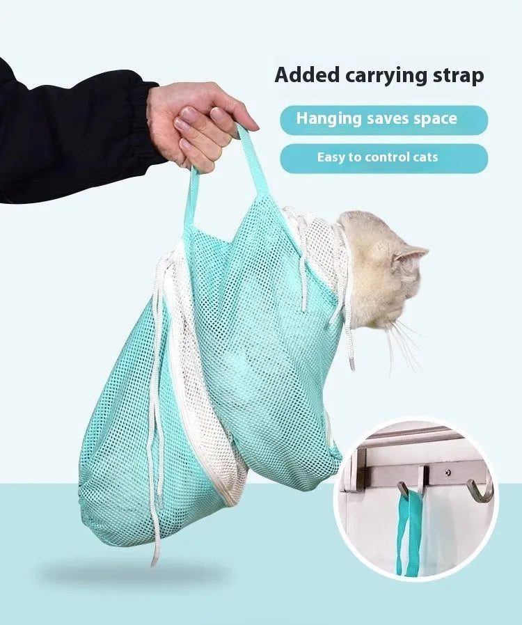 Upgraded fifth-generation cat grooming bag with detachable lifting mechanism in grey and white colour option