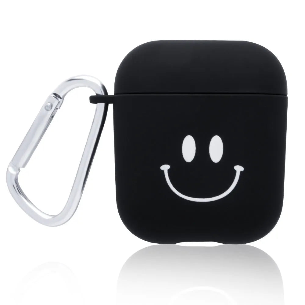 PC AirPods cover with decorative flower design on black background